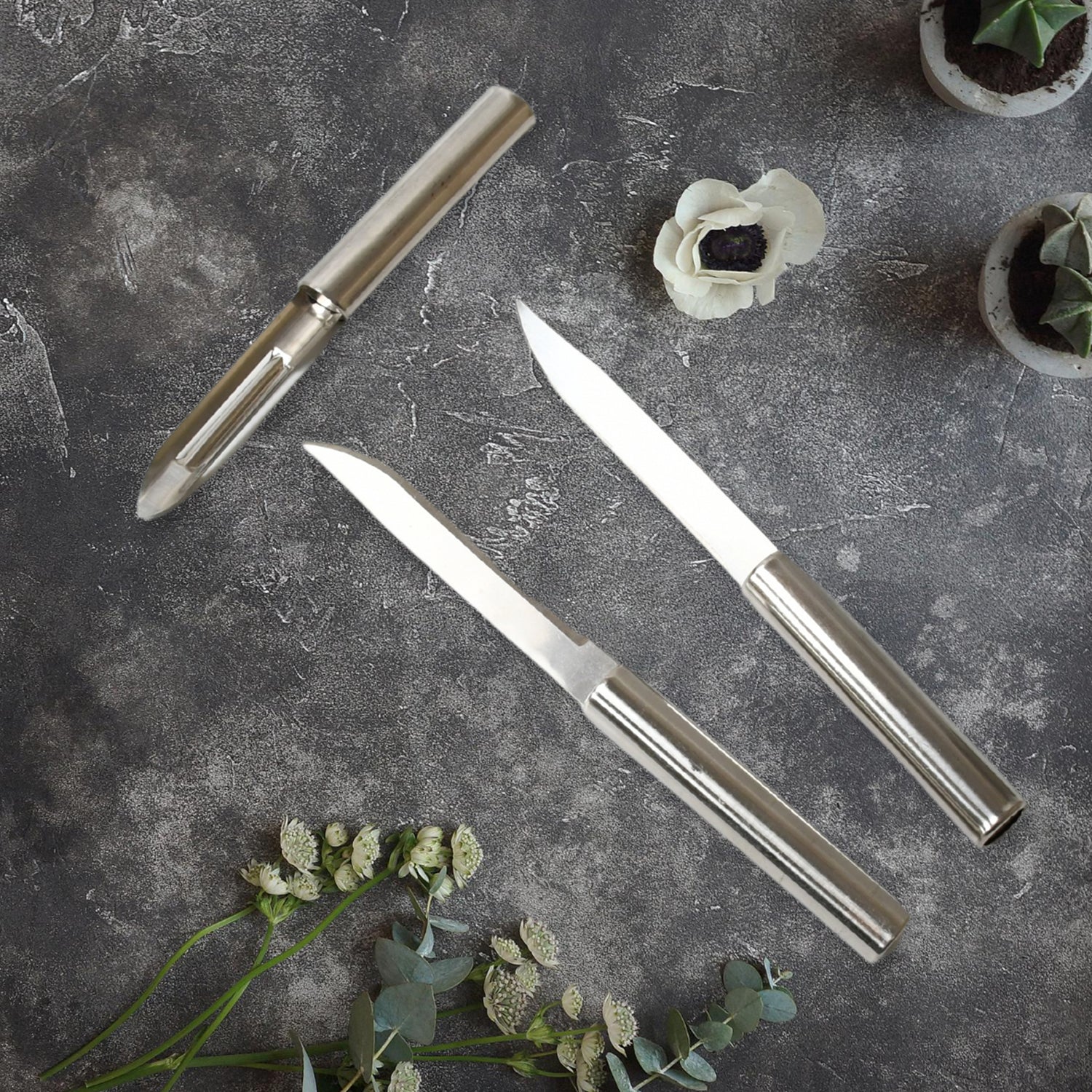 multipurpose sharp cutting knife pack of 3 for fruit and vegetable chopping stainless steel