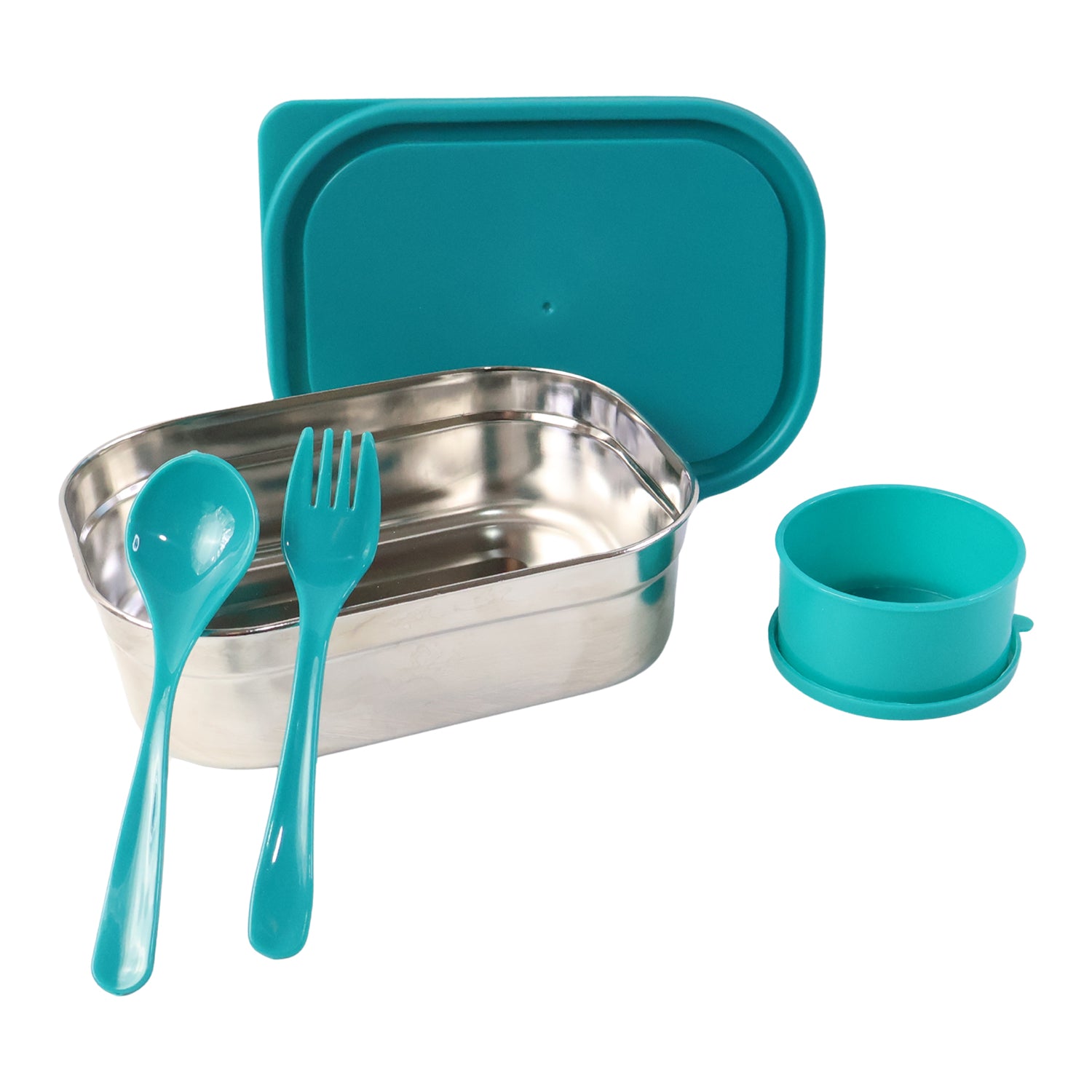 stainless steel lunch box set with leak-resistant lid 18 cm x 13 cm x 6 cm