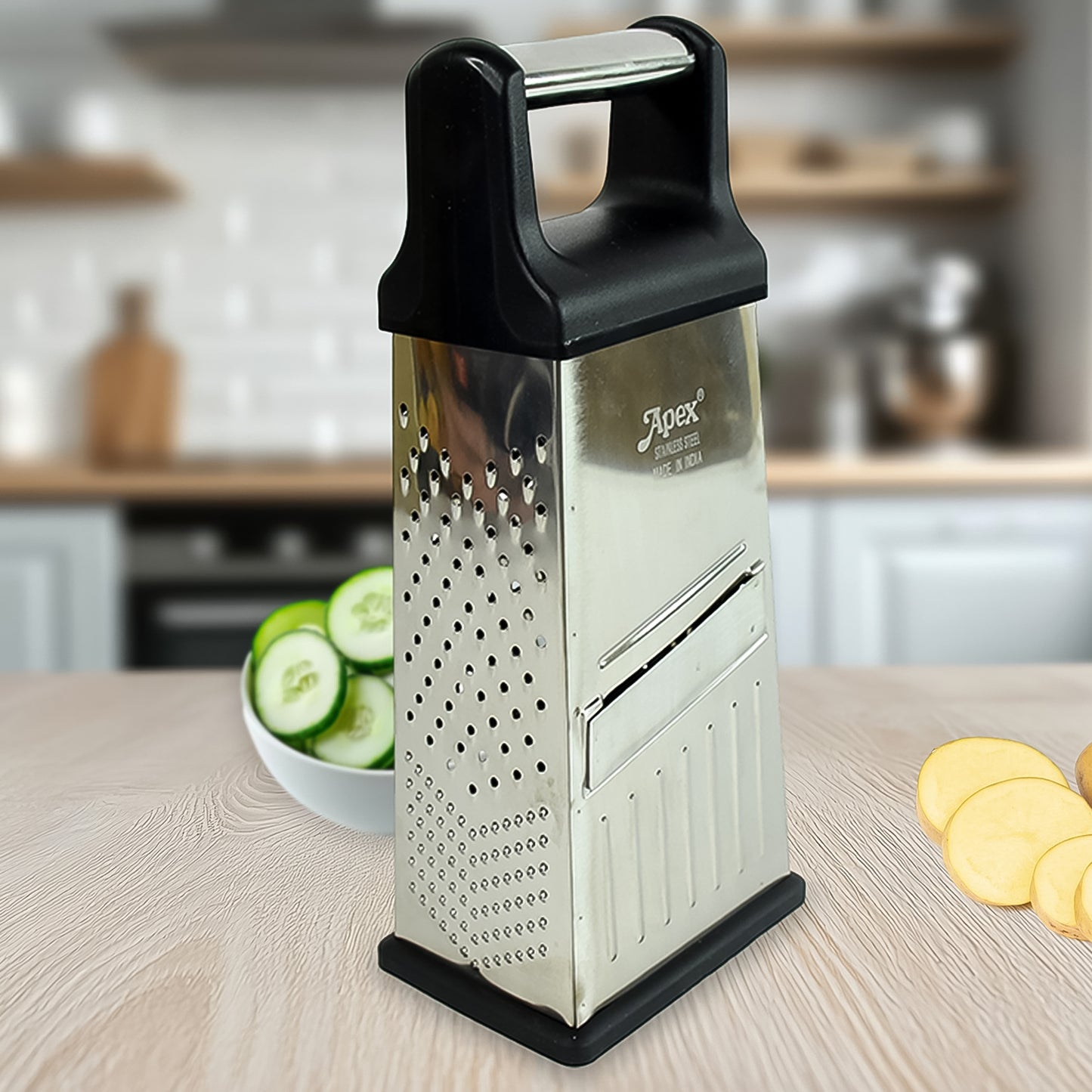 multipurpose stainless steel slicer and grater 24 cm with anti-slip base