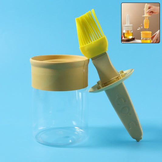2-in-1 oil dispenser bottle with integrated brush