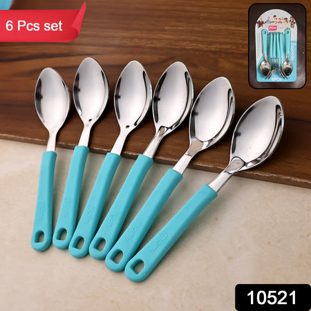 stainless steel tea spoon set pack of 6 with plastic handle
