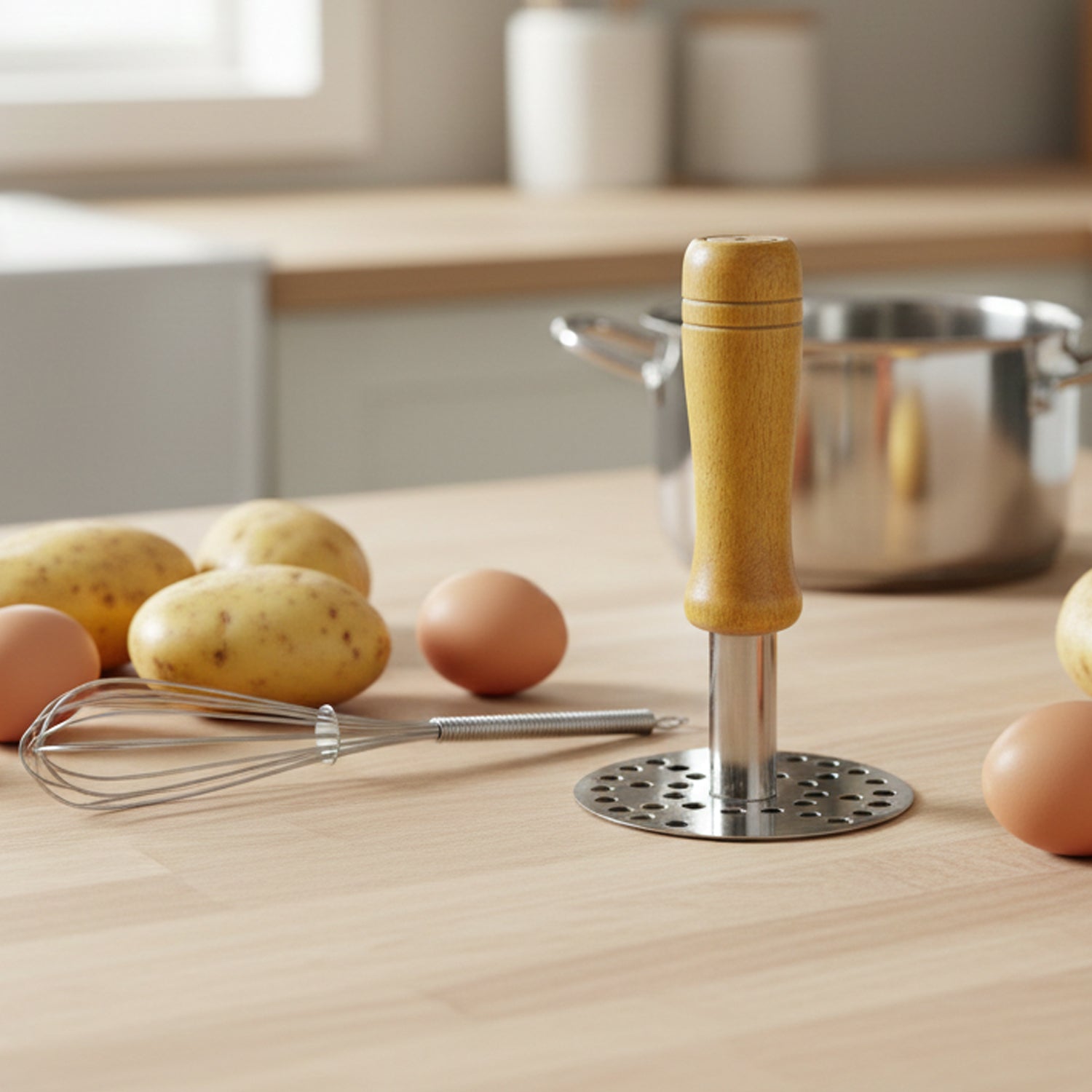 stainless steel whisk and pav bhaji masher combo pack of 2