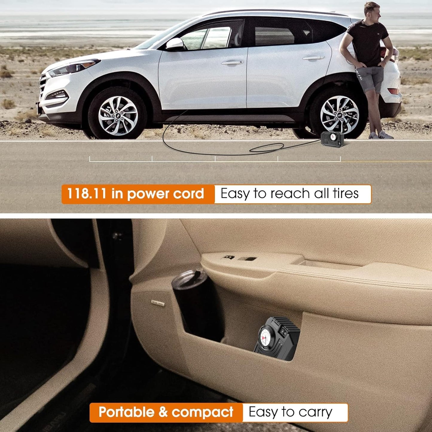 portable air compressor 12v compact small air pump for car tires bicycle pack of 1