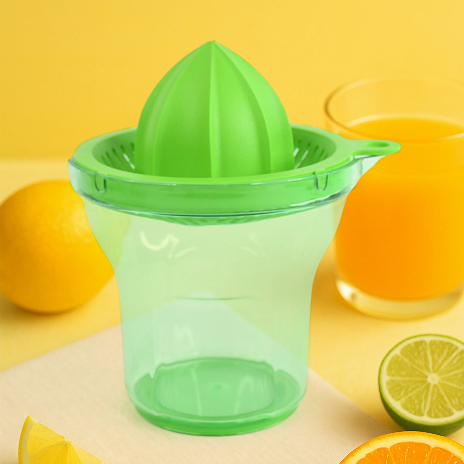 manual citrus juicer with bpa-free plastic and transparent juice collector 14 cm