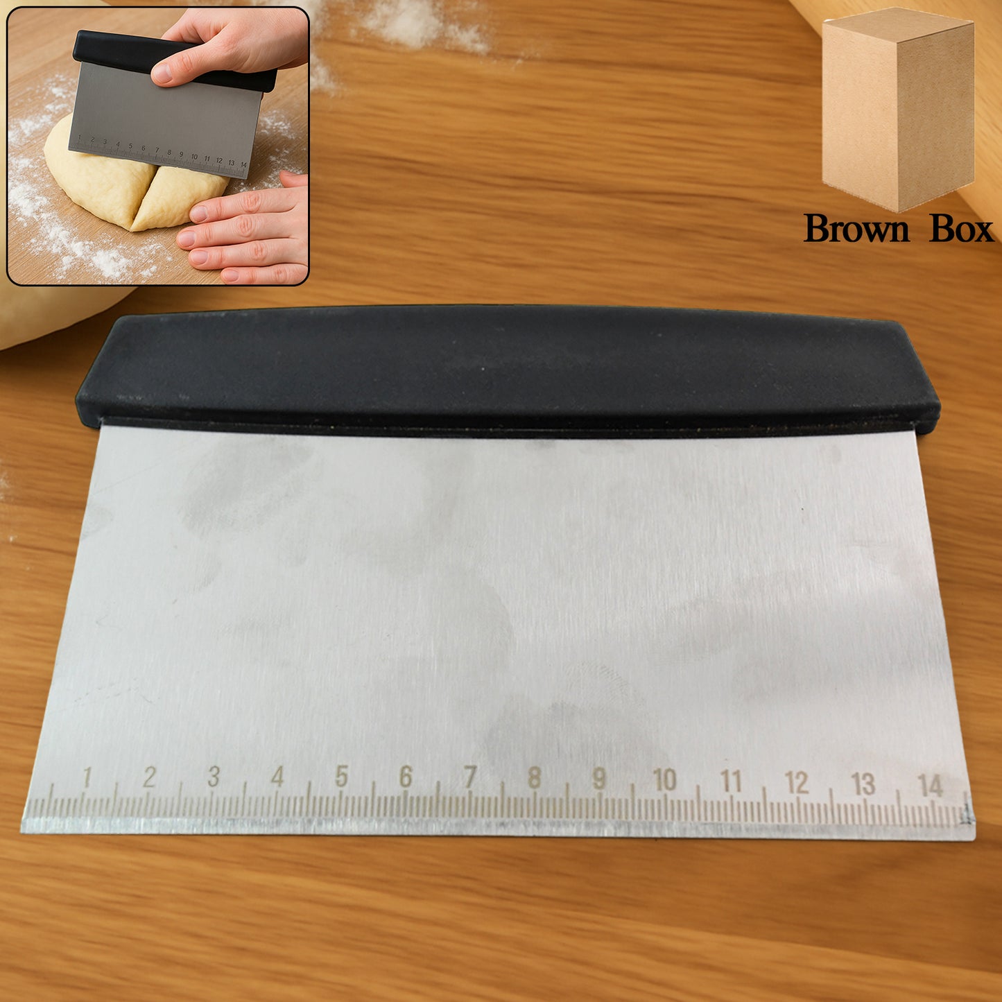 stainless steel dough scraper 17cm with non-slip handle