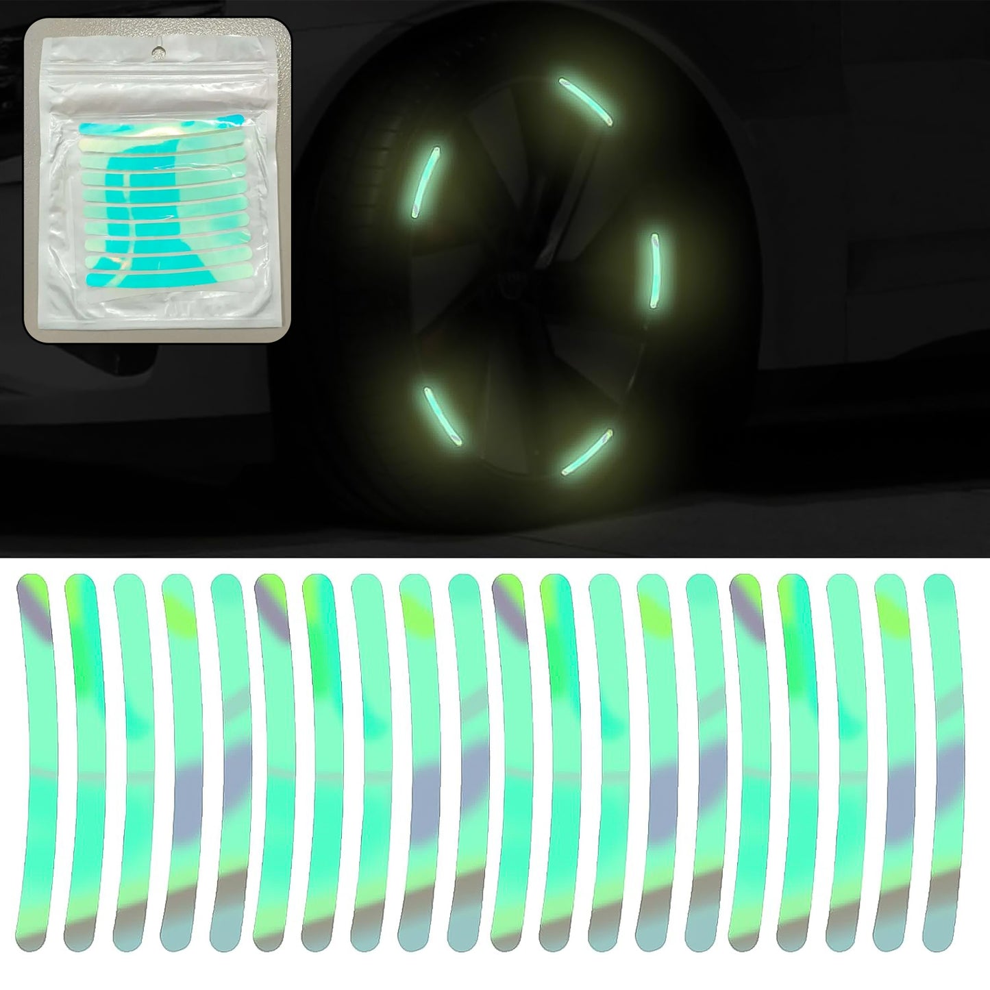 reflective reflex material car wheel hub stickers 15 cm x 12 cm pack of 20