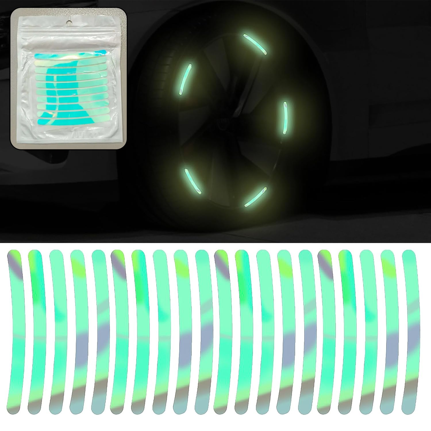 reflective reflex material car wheel hub stickers 15 cm x 12 cm pack of 20