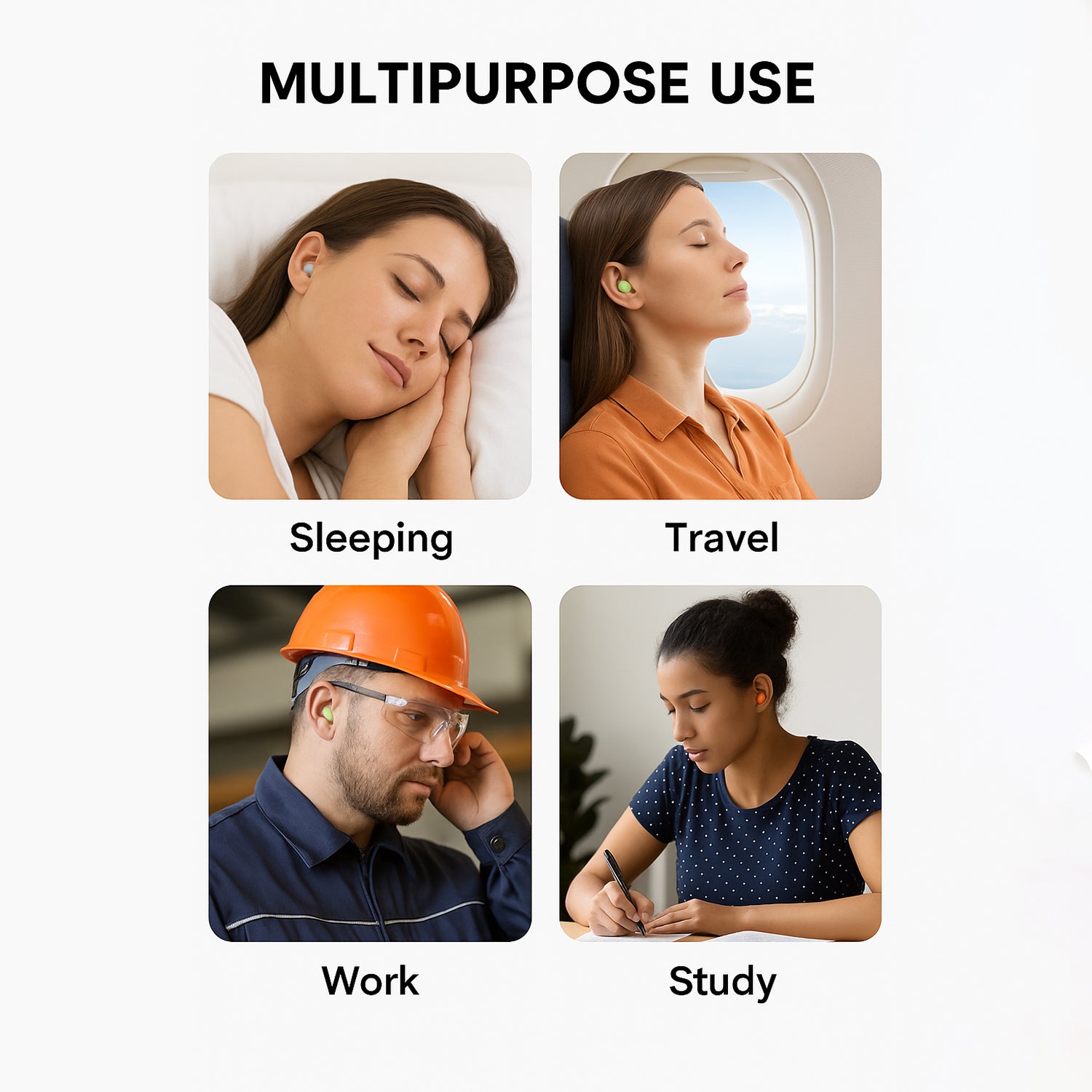 soft foam noise cancelling earplugs reusable pack of 4 pairs