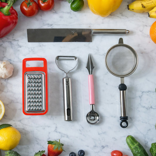 5 in 1 kitchen tool combo set with multiple utensils for food preparation