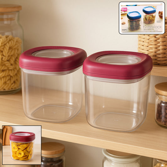twist lock kitchen storage container set 800ml pack of 2