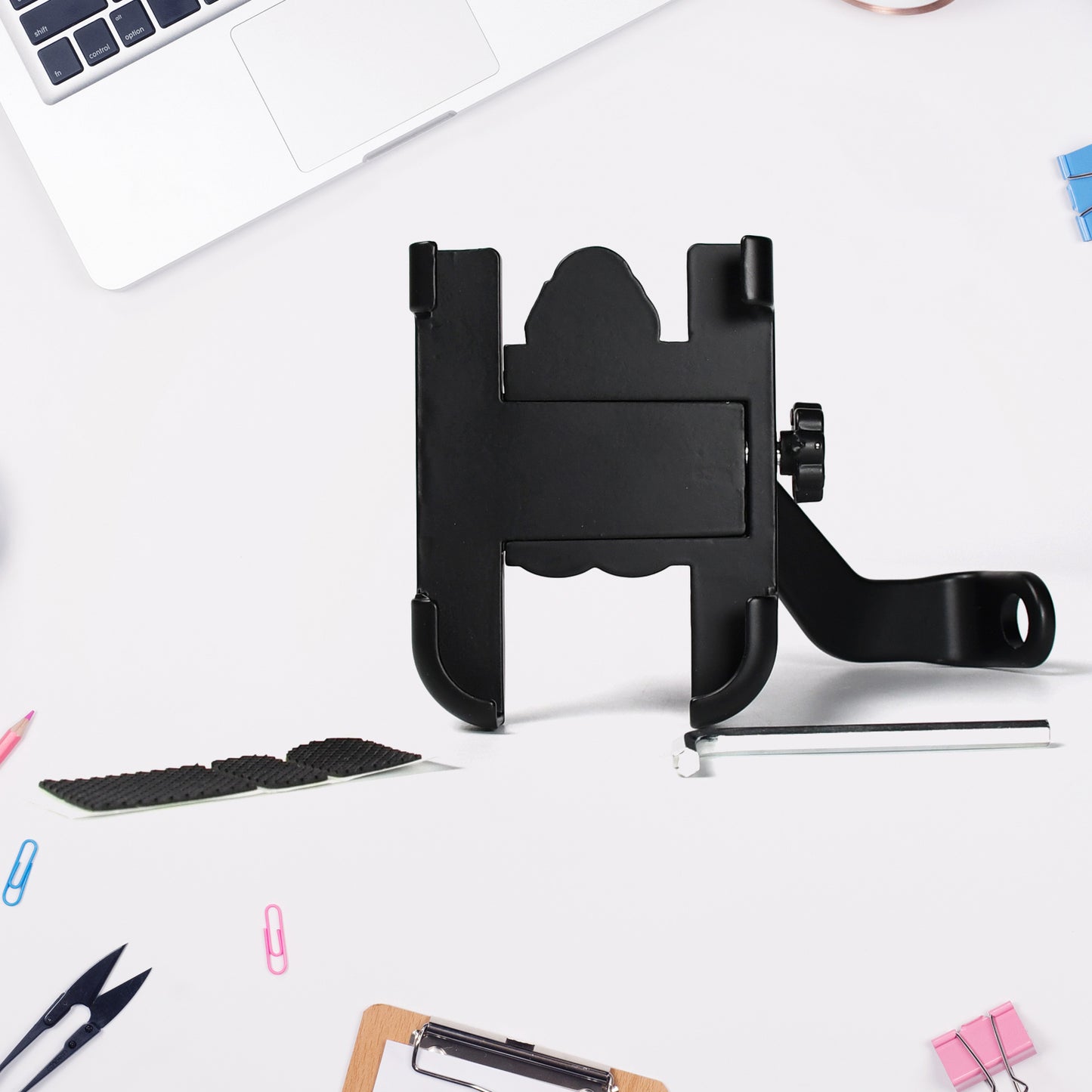 solid metal mobile phone holder for bike with adjustable rear view mirror mount pack of 1