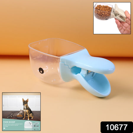 2-in-1 pet food scoop with bag clip for measuring and sealing