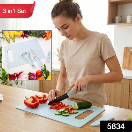 3 in 1 kitchen knife and chopping board set compact design