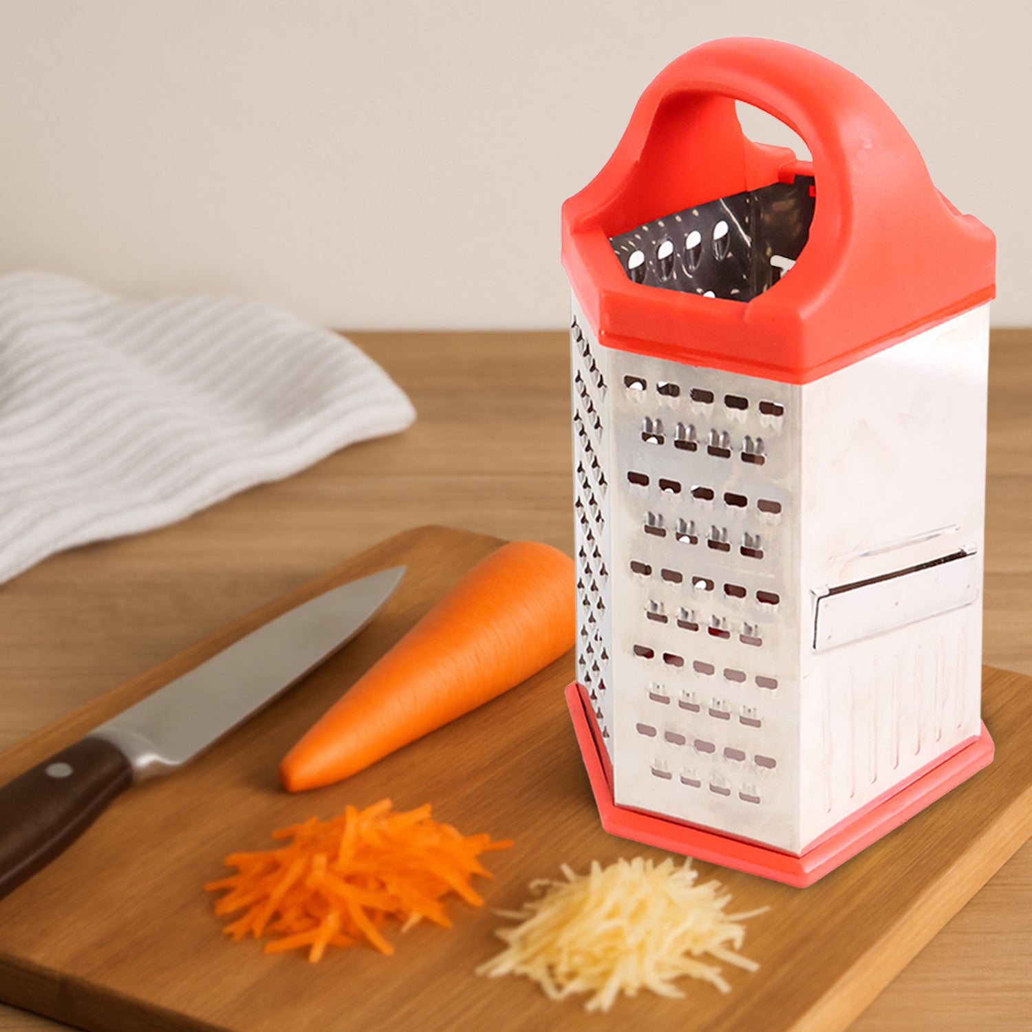 7-in-1 stainless steel box grater with ergonomic handle 14 cm x 14 cm x 23 cm