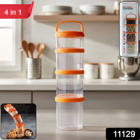 4-in-1 stackable dry fruit storage container set with airtight lids