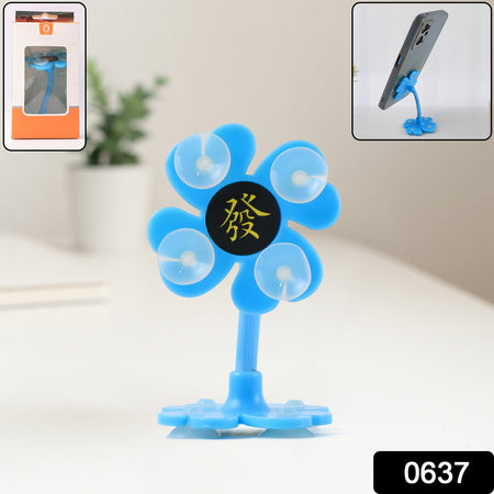 multicolored plastic flower shape cellphone holder with sucker stand pack of 1