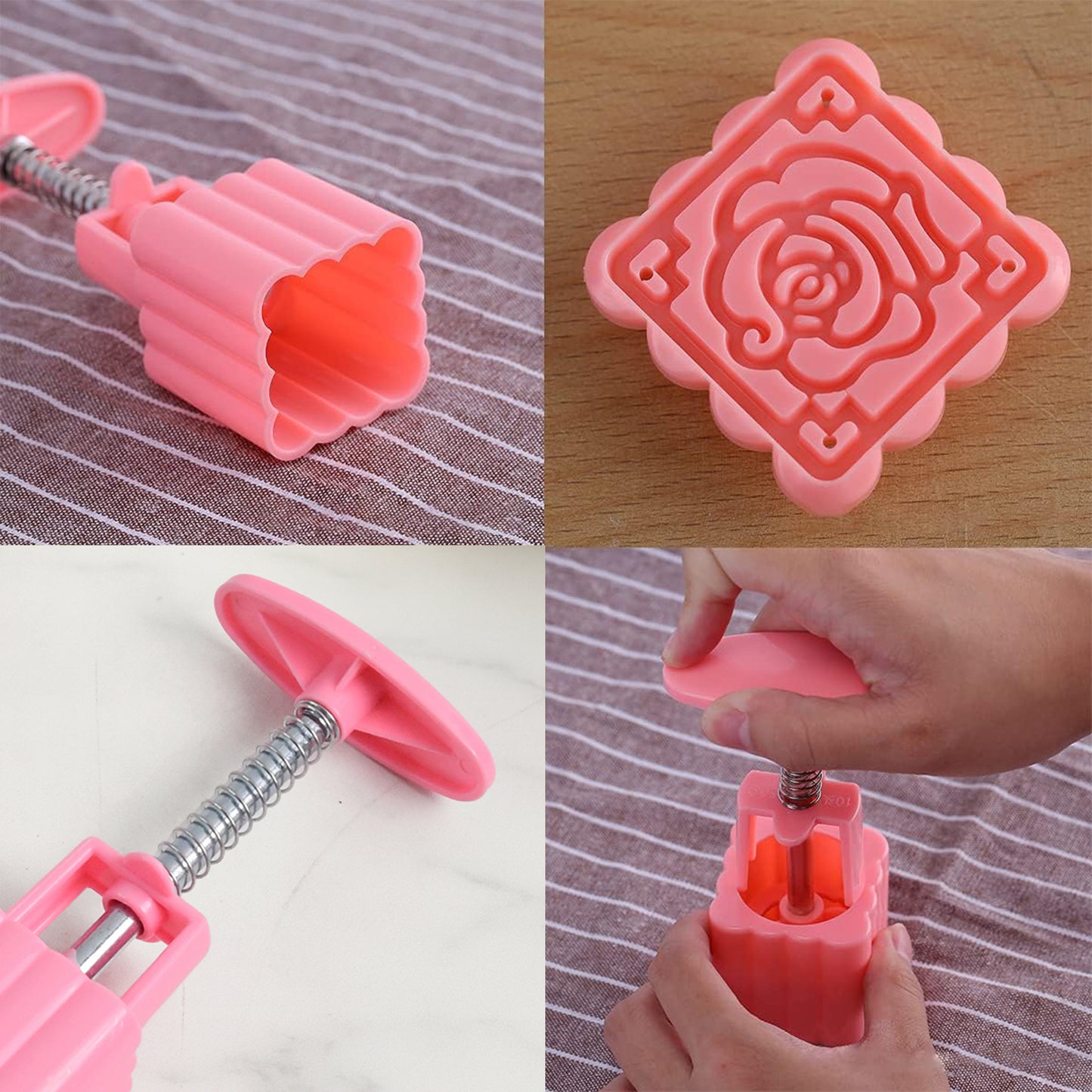 cookie biscuit stamp mold set with press handle food-grade plastic