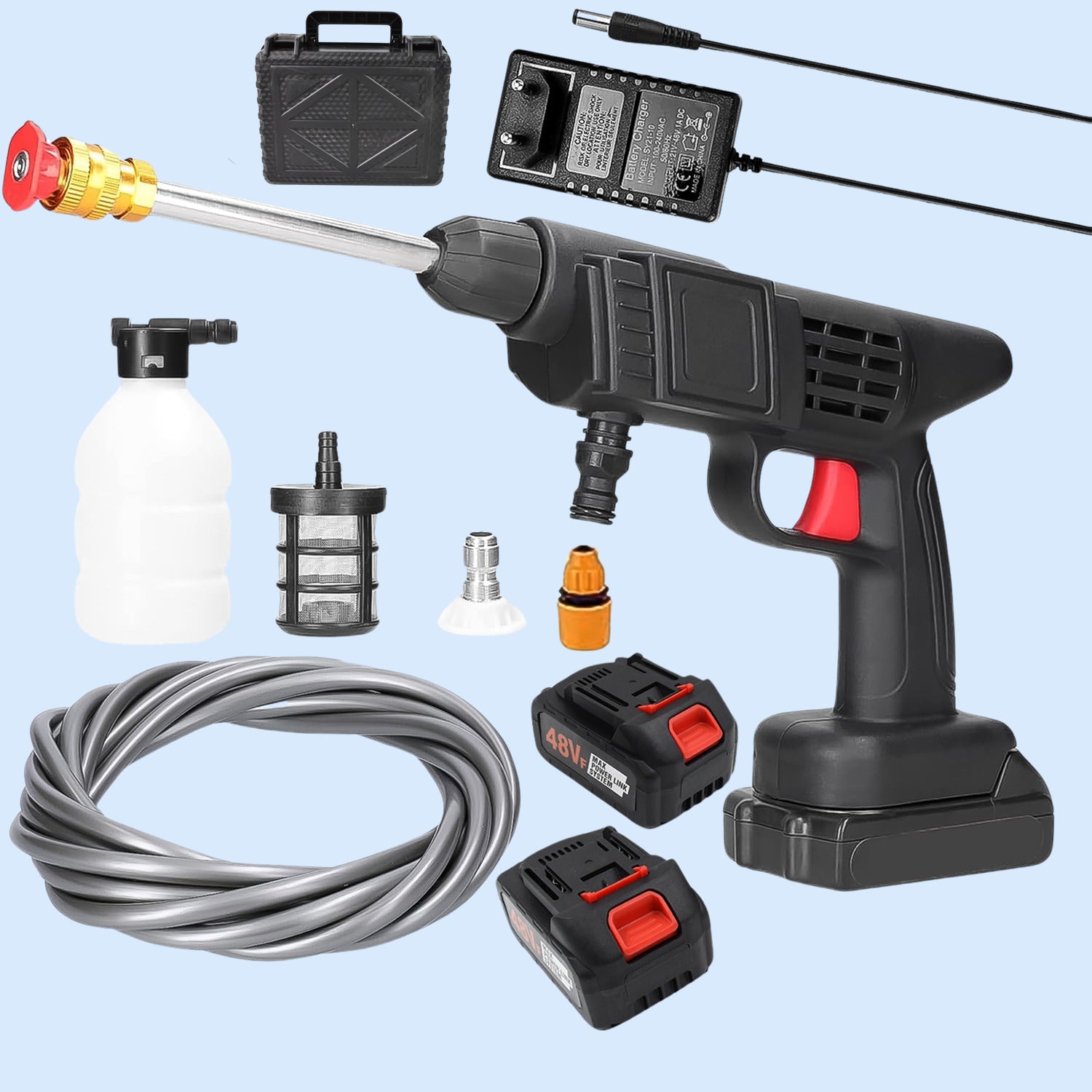 cordless pressure washer gun 48v with 12.6v charger adjustable nozzle pack of 1
