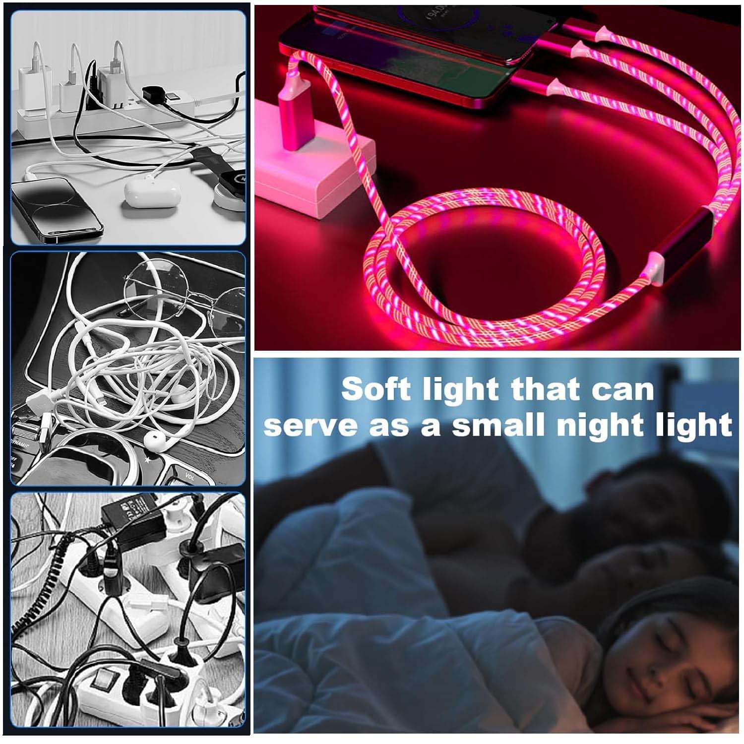3-in-1 Led Glow Fast Charging Cable (1 Pc)
