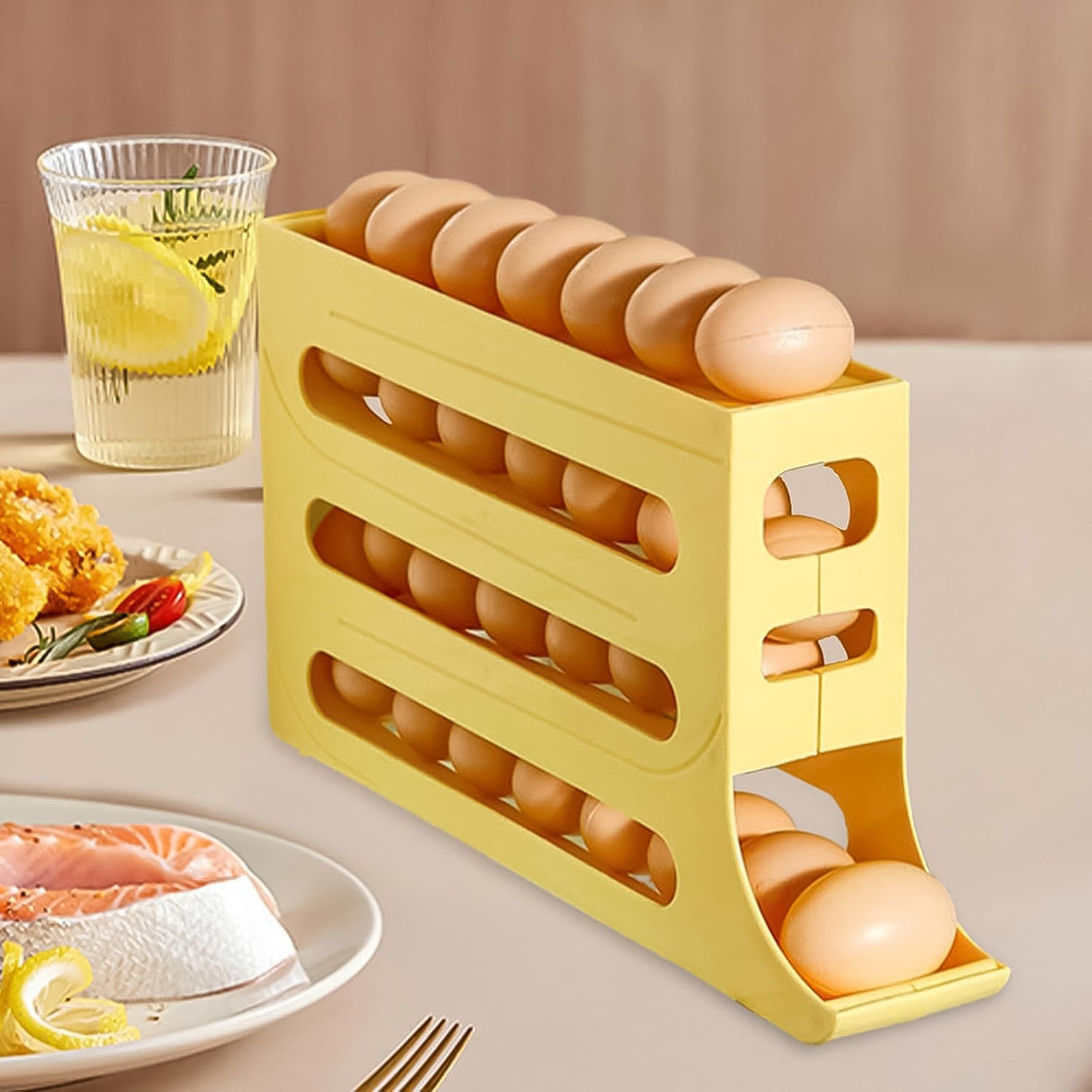 3-layer Rolling Egg Storage Rack Dispenser (1 Pc)