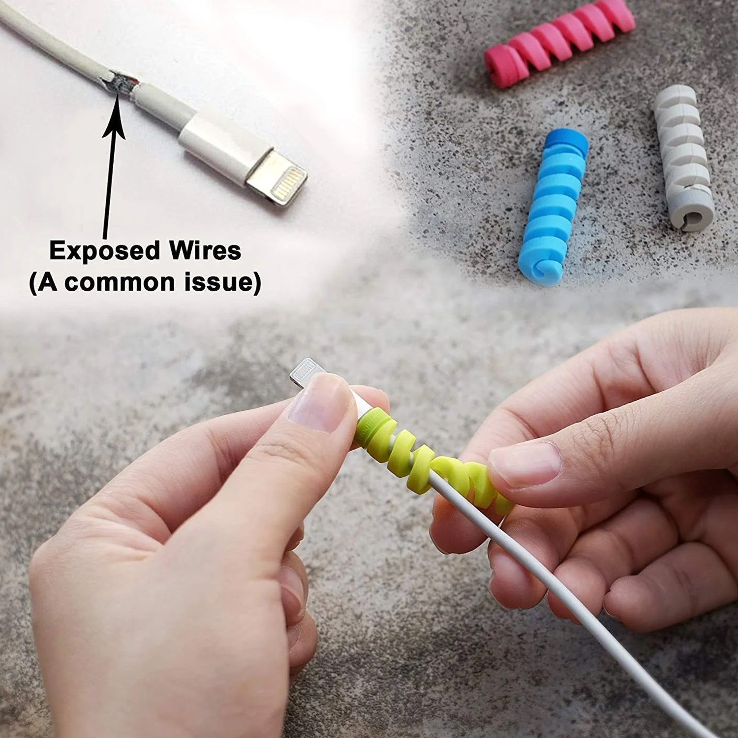 silicone spiral cable protector for charging cords pack of 10