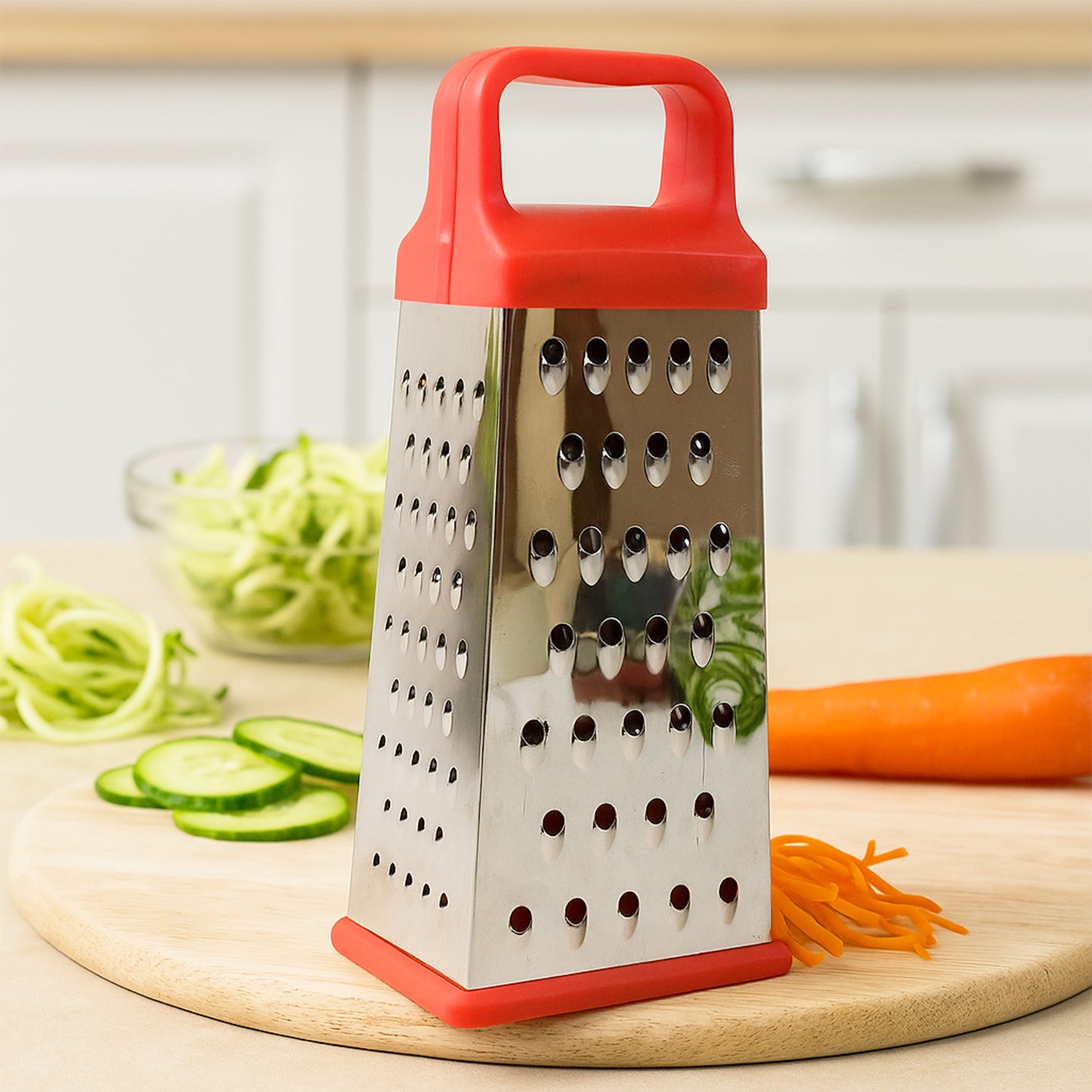 5-in-1 stainless steel grater and slicer kitchen tool