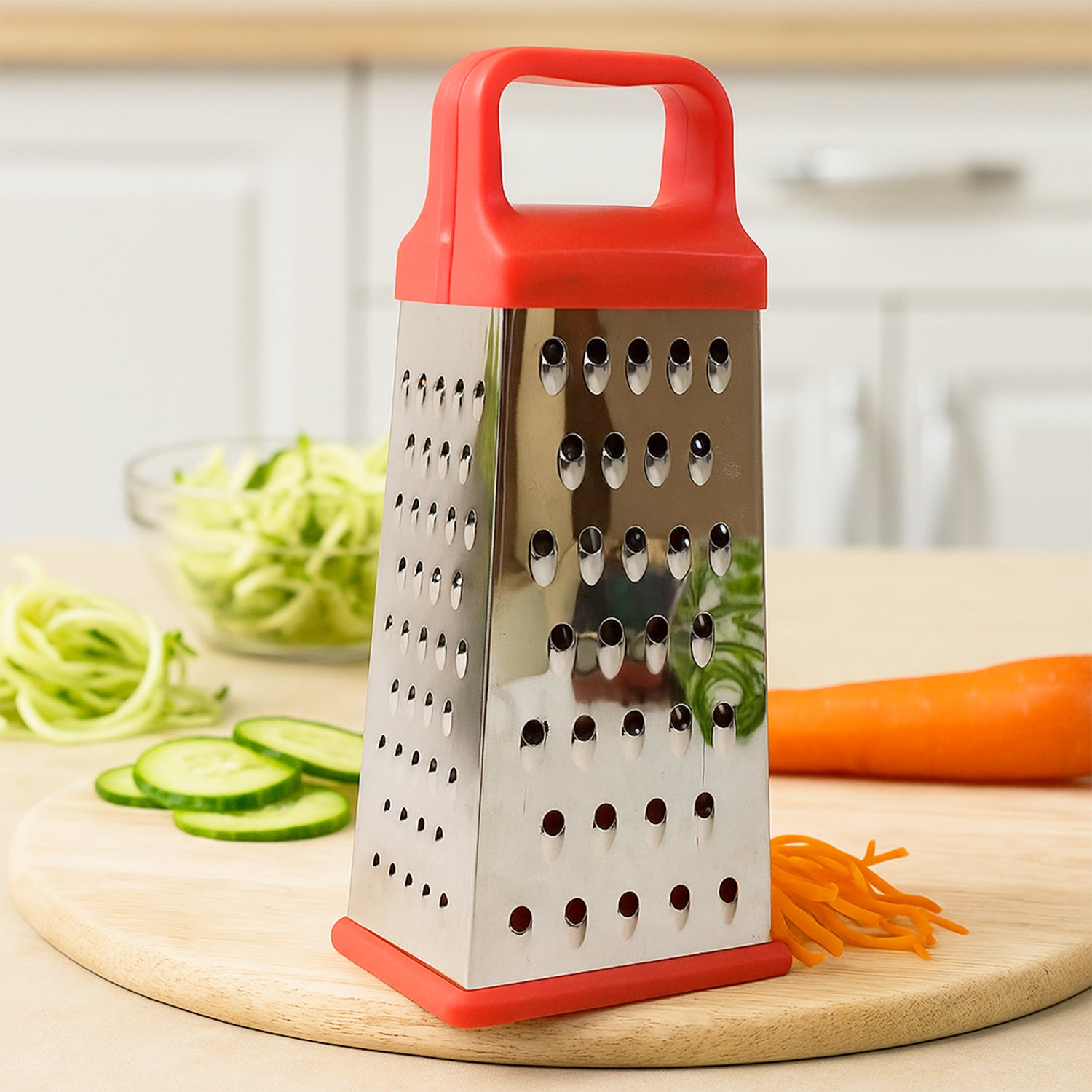 5-in-1 stainless steel grater and slicer kitchen tool