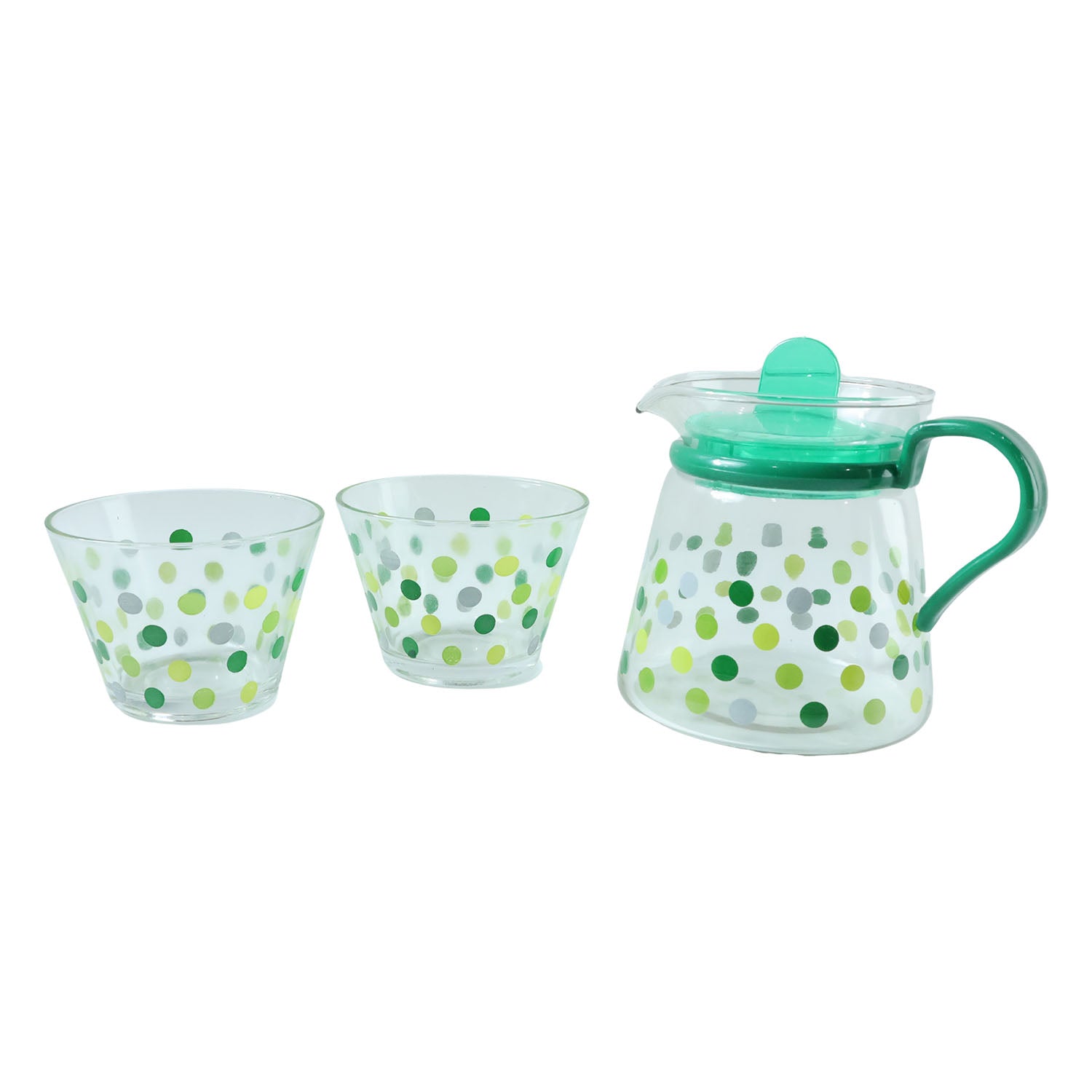 glass tea pot with matching cups set