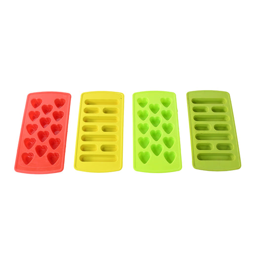 plastic ice cube tray set pack of 4 with heart and stick shapes