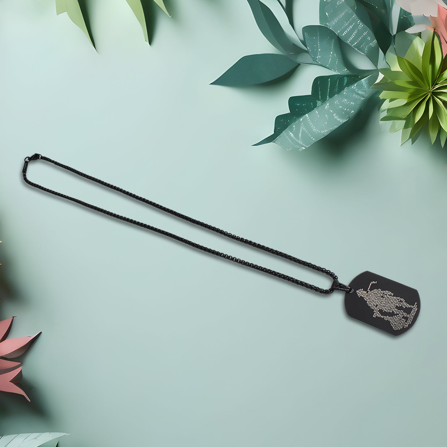 stainless steel religious locket with gada chain 27 cm pack of 1